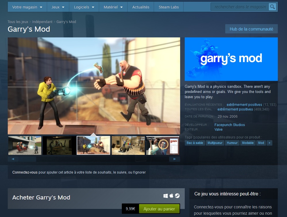 Garry Mod Steam Page Achat 